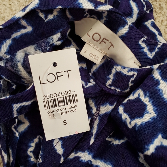 LOFT batik halter swingy knit dress, small, blue - Picture 8 of 11